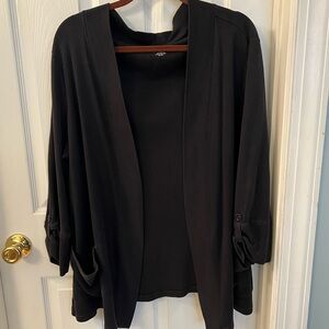 Kim Rogers Black Open Front Cotton Knit Cardigan Sz 1X